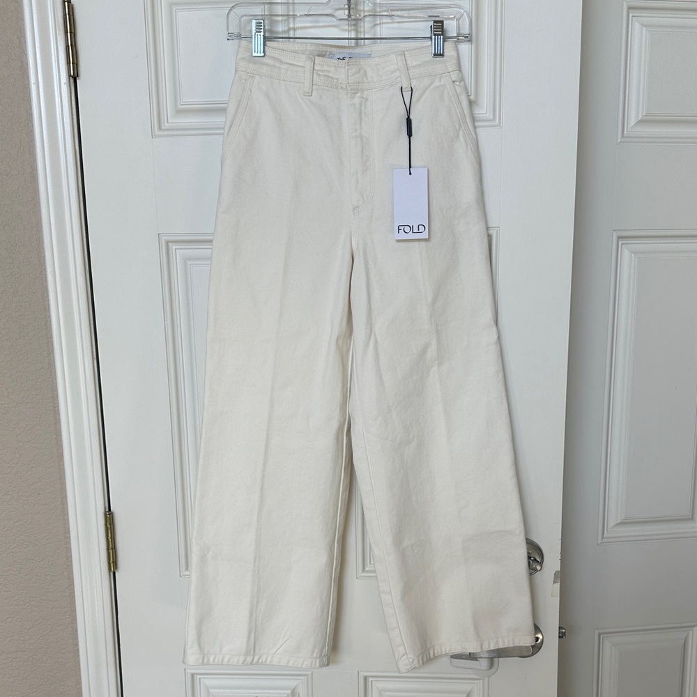 Fold Women's Cream Cropped Pants - Picture 2 of 3